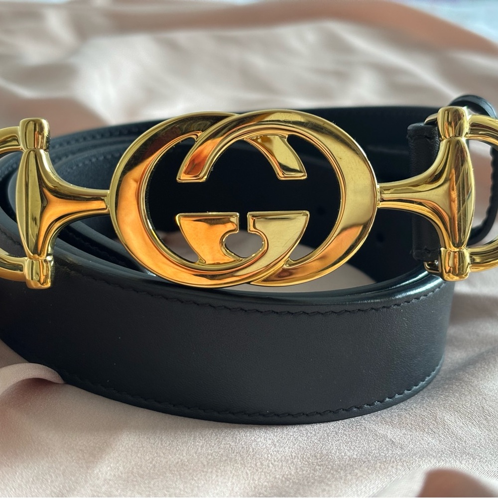 Gucci Black and Gold Women's Belt